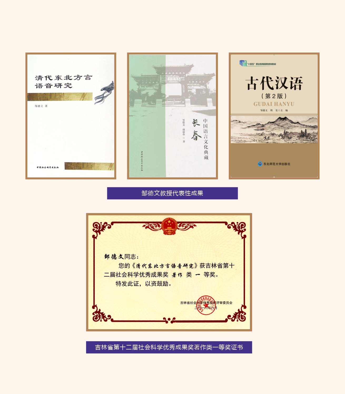 邹德文教授代表性成果及获奖证书